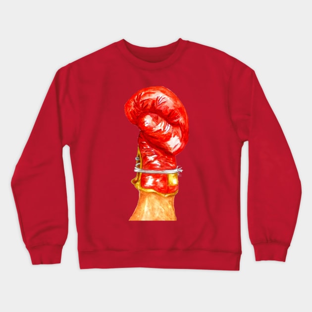 Red Boxing Glove Crewneck Sweatshirt by AnnArtshock